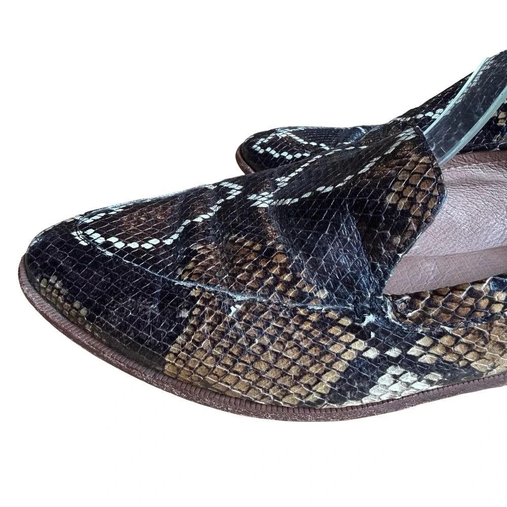Madewell Leather Frances Snake Embossed Loafers Flats Slip On Shoes Brown 9.5